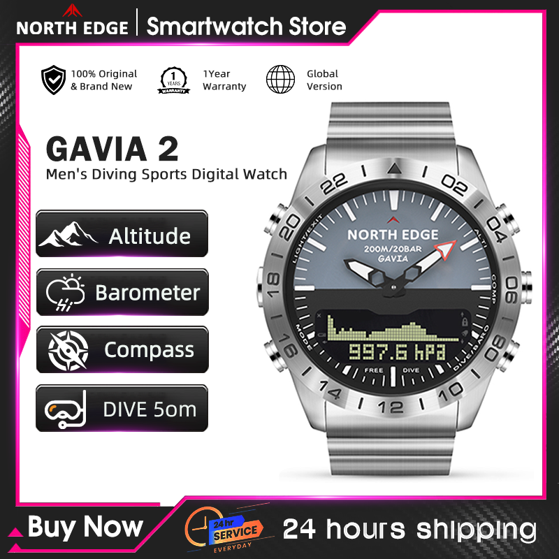 Altimeter Compass Watch - NORTH EDGE Erkek Dalış Saati Askeri